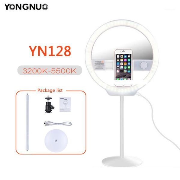 

flash heads yongnuo yn128 selfie ring light camera po studio phone 128 led 3200-5500k pography dimmable lamp ringlight1