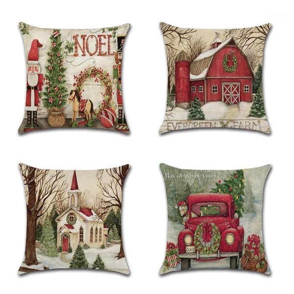 

cartoon christmas cushion cover decorative sofa pillow cover case seat car home decor throw pillowcase christmas decoration1