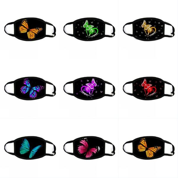 

fashion butterflies black face masks love heart men women washable breathing mascherine anti dust earloop cloth respirator 1 8rm g2