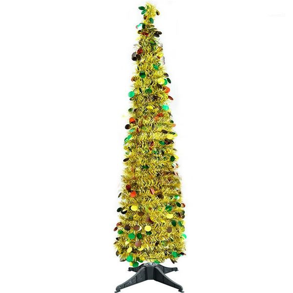 

1.5m sequin dot glitter gold christmas tree up collapsible tinsel artificial christmas tree stand xmas decorations trees1