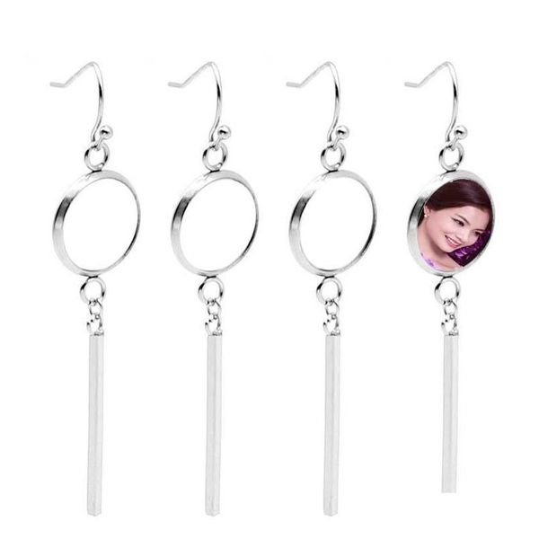 

sublimation dangle earrings for woman stainless steel drop earring transfer printing consumables 18mm 20mm 25m ihziw, Silver