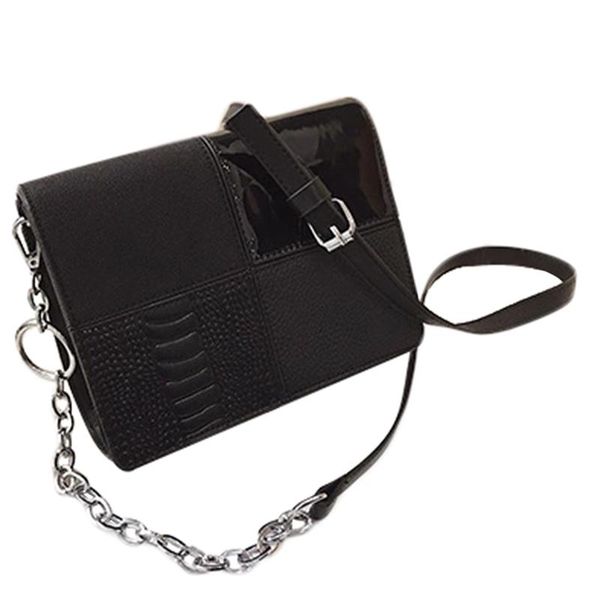 

european retro fashion square bag pu leather women's designer handbag splicing chain shoulder messenger bsgs