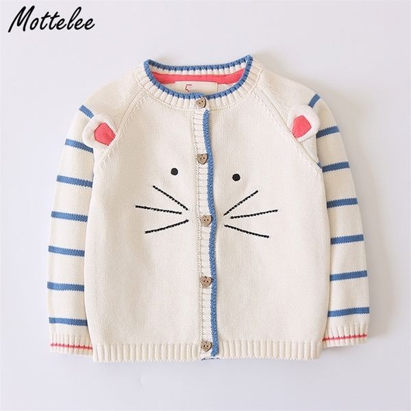 

mottelee girls sweater new autumn winter knit cardigan girls jumpers cartoon cart bird horse coat long sleeve kids sweaters lj201128, Blue