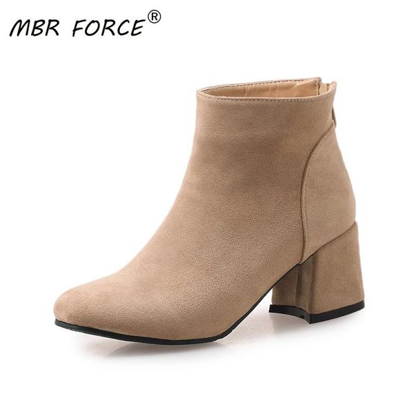 

mbr force women shoes spring autumn female boots suede women booties british retro trend woman naked boots ladies, Black
