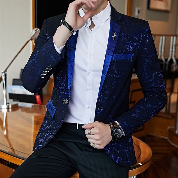 Luxury Party Prom Blazer Shinny Yarn Wine Rosso Blu Nero Contrast Collar Dress Dinner Blazer Homme Slim Fit Suit Coat Jacket LJ201103