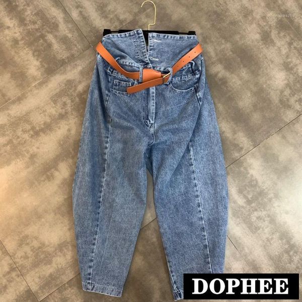 

2020 summer new belt decoration trend street old jeans women girl students1, Blue