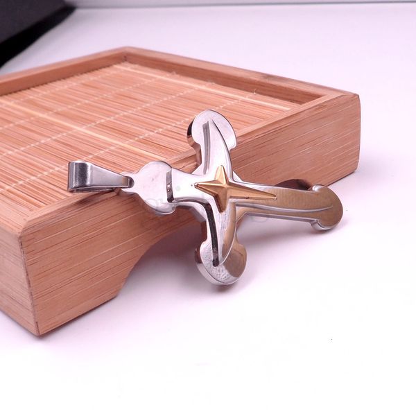 

silver pendant men's chain necklace fashion cross fashionce6fround and gold toneuqtn