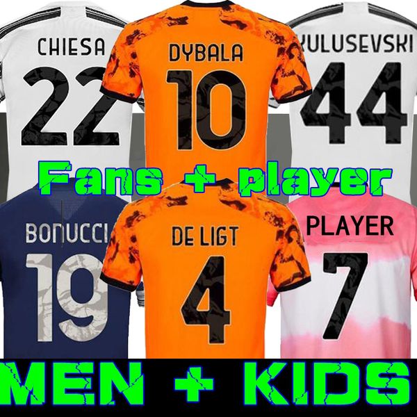 

soccer jersey dybala morata de ligt football shirt 20 21 juve chiesa kulusevski mckennie men + kids kit fourth 4th human hrfc boys sets, Black;yellow