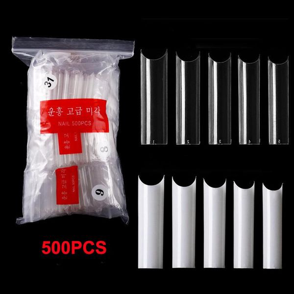 

500 pcs nail polish french flat head denim ballet coffin false nails tips artificial fake nails piece art acrylic nail tools, Red;gold