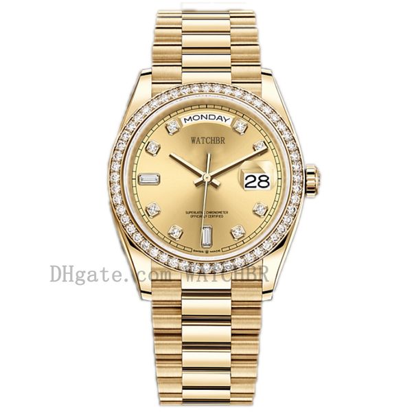 

watchsc - 41mm 36mm watch automatic mechanical mens womens bezel stainless steel women diamond lady waterproof luminous wrist watches, Slivery;brown