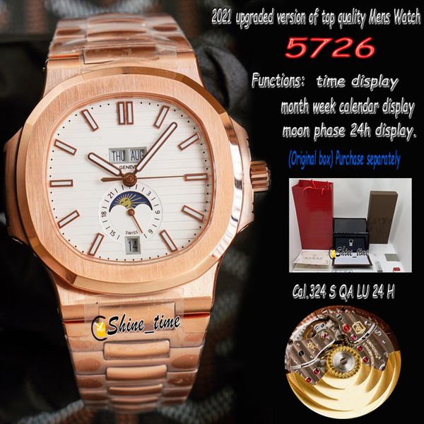 

new version white dial rose gold steel case 5726 1a-001 mens watch cal.324 s qa lu 24 h automatic steel bracelet sport-watches, Slivery;brown