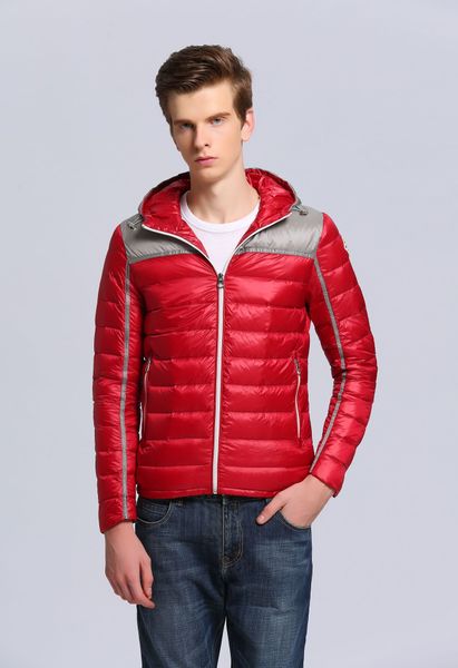 

autumn and winter new men's coat slim outdoor fashion warm light color contrast hooded down jacket, Black