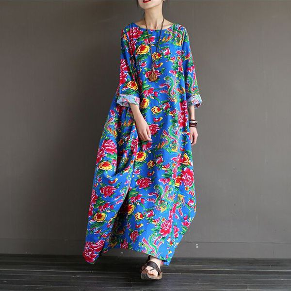 

trendy flower autumn dress loose women's wentag casual clothes big sliver