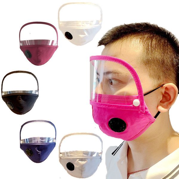 

6 valve face color mask detachable cotton dustproof mouth with clear window visible eye shield solid anti-dust masks fwa768
