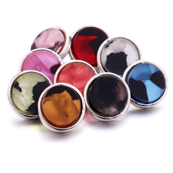 

10pcs/lot new snap button jewelry charms glass resin mini 12mm snap buttons fit diy snap bracelet button earrings bbyjxt, Silver