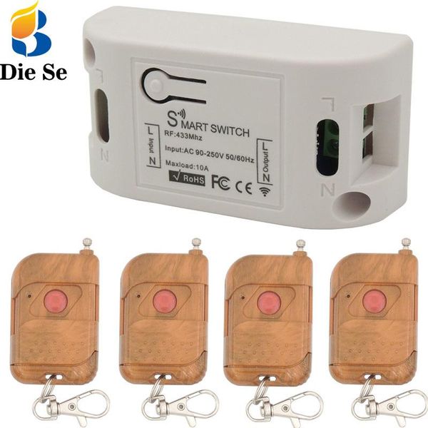 

remote controlers 433mhz rf relay control ac 220v 10a 2200w 1ch receiver and fobs for bulp & door opener wireless switch