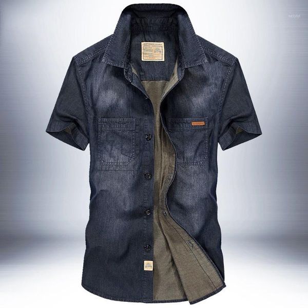 

men's casual shirts summer fashion denim short shirt men's cowboy loose sleeve man men clothing semi sleeve1, White;black