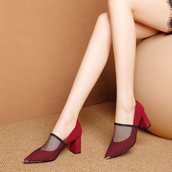 

women fashion high heels women's shoes buckle sandals strap ladies pumps female black red shoes peep toe 2021 new summer thick1