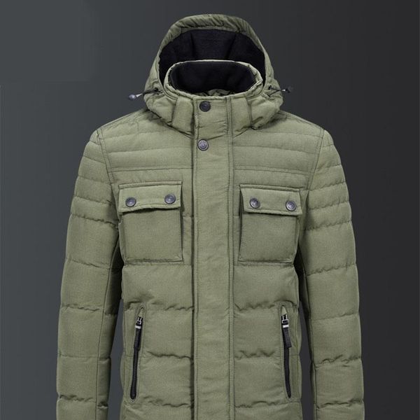 

men's down & parkas winter 2021 hooded loose warm thicken windproof multi-pocket casual fashion hat detachable zipper jacket, Black