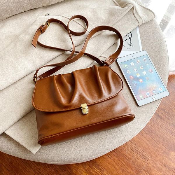 

big bag 2020 new style retro shoulder bag large capacity soft leather messenger western style women's