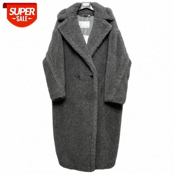 

2021 all color in stock teddy bear coat gray clear details real p winter thicken coat wool silk #bt4q, Black;brown