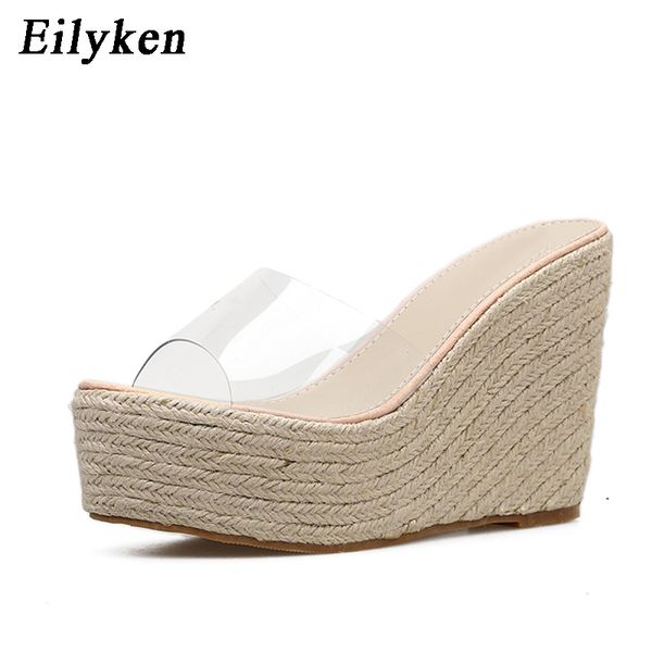 

eilyken 2020 new summer pvc jelly sandals slippers shoes casual wedges 11.5cm women's sandals slippers size 34-40 t200111, Black