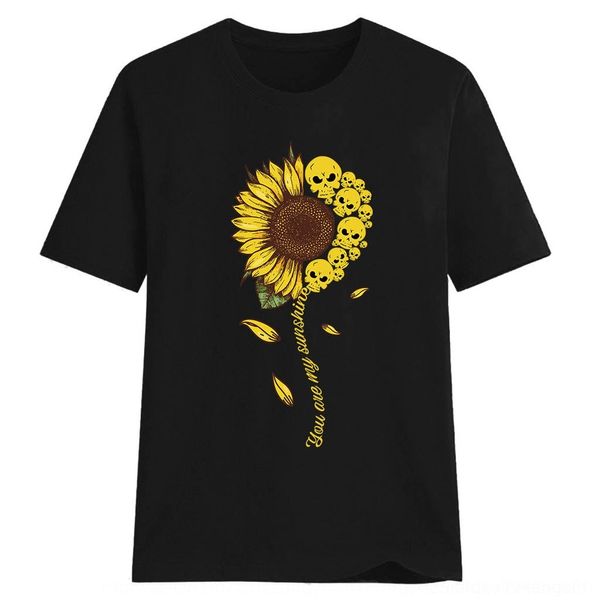 

q0a9u creative net red sunflower skull pullover women's round neck casual t-shirt pullover pullovert-shirt pullovercasual loose print b, White