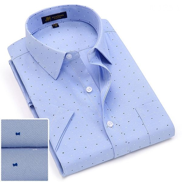 

summer turndown collar short sleeve oxford fabric soft print business men smart casual shirts with chest pocket s-4xl 8color y200107, White;black