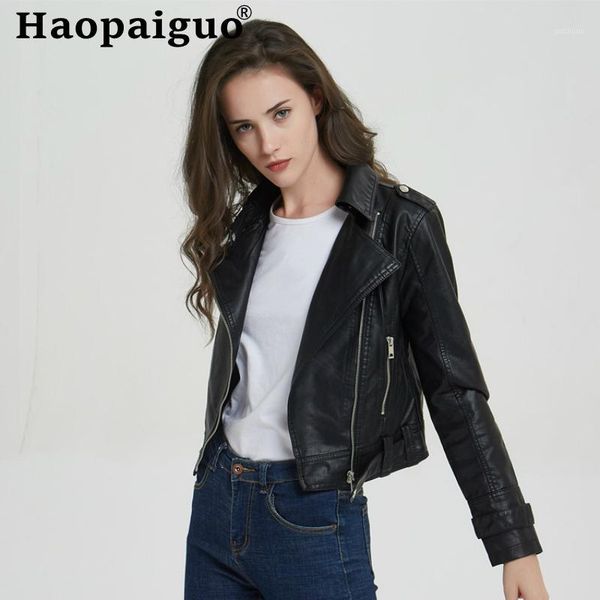 

s-xxxl plus size black pu leather jacket women cool short motorcycle jackets female zipper autumn basic street outerwear coat1