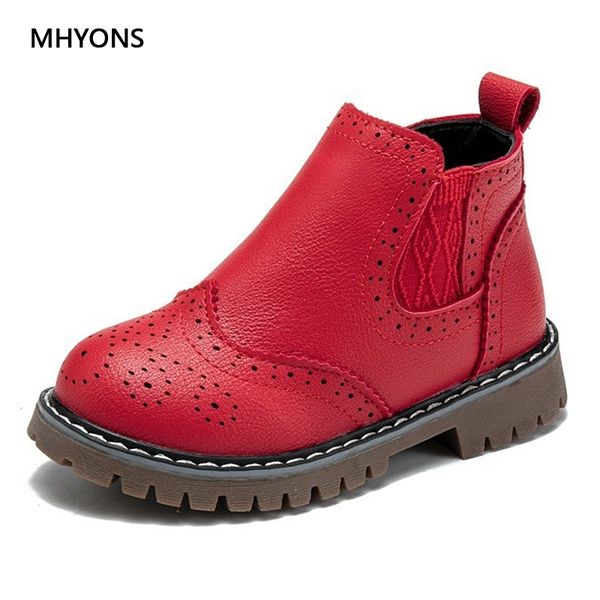 

mhyons spring autumn girls pink martin boots kids shoes girls short boots waterproof leather boot toddler shoes kid sneaker y200104, Black;grey