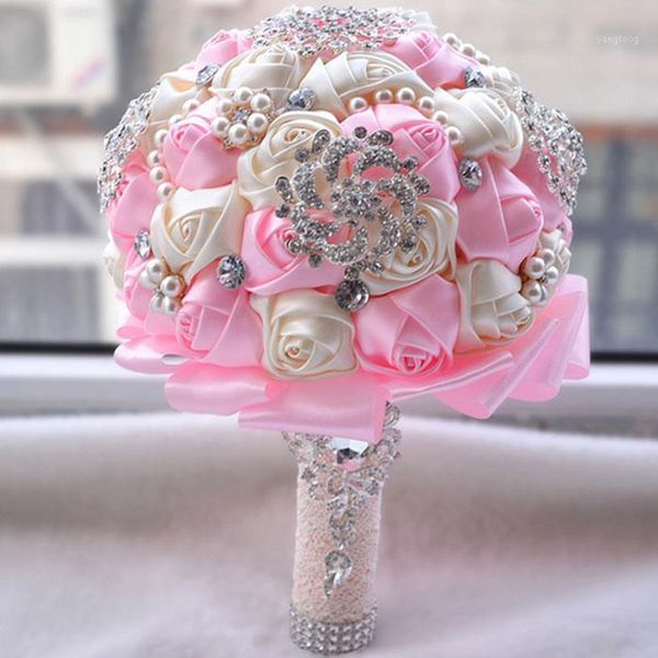 

bridal bouquet brooch accessories rhinestone pearl party wedding supplies low price1
