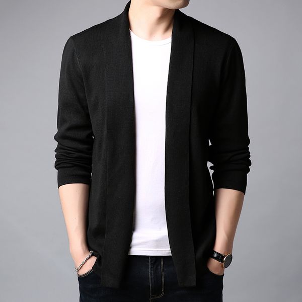 

new autumn winter brand clothing sweater men fashion solid color slim fit cardigan men open long stitch knitted sweater men 201105, White;black