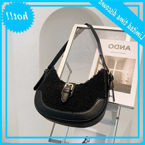 

winter plush handbags shoulders for fashion women baguette underarm tasks trending crossbody bag purse feamel