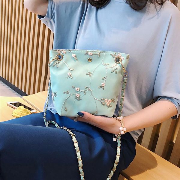 

lkeep women handbags summer beach lace embroid bucket bag lady big capacity pu leather messenger bags travel casual totes