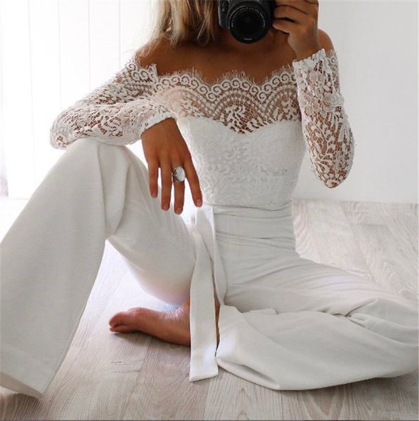 

super fashion spring summer jumpsuits women lace patchwork embroidery party jumpsuit rompers ladies bodysuits, Black;white