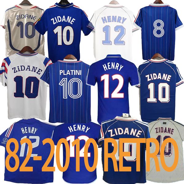 1982 86 Retro Zidane Henry Soccer Jersey Ribery 1996 1998 Vieira Futebol Camisa MAKELELE 2000 2002 DJorkaEff 2004 2006 Petit 2010 Vintage