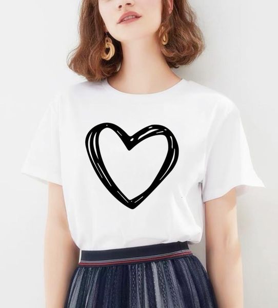 

черное сердце женщины футболки tops harajuku повседневный с короткими рукавами футболка для футболок мода каваи футболки летние женские граф, White
