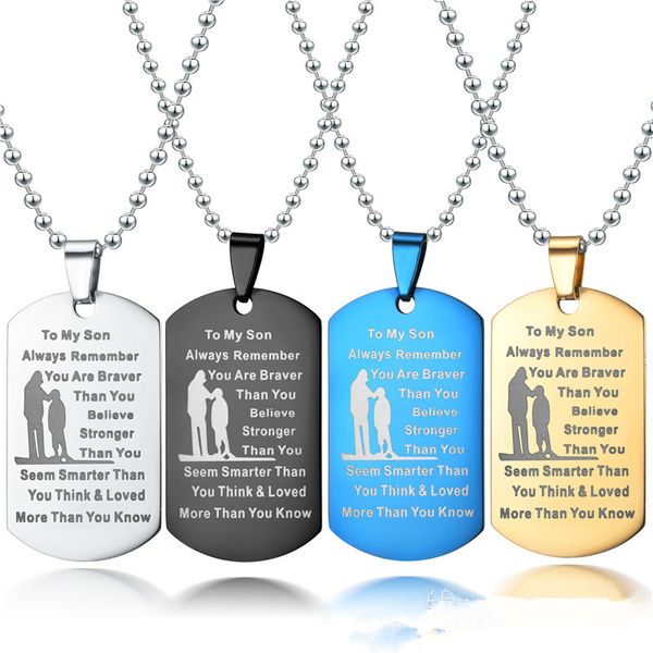 

2021 manufacturers man mens titanium steel jewelry steel letter tag father son gold bule black silver fashion boys mens pendant wholesale
