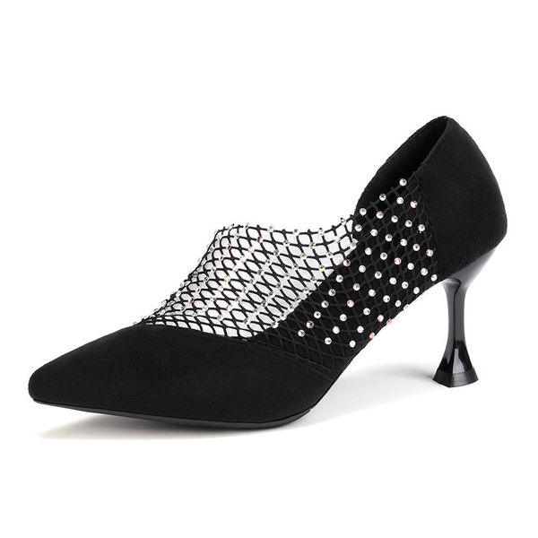 

2021 новая сексуальная выладая сетка, указанная на кристаллические бомбы пвх ступени обувь осенью женщина насосы из двух женских частей an9p, Black