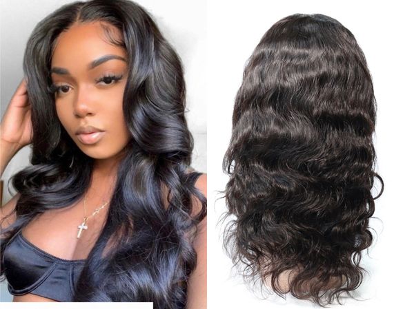 

natural color full lace wigs body wave human hair brazilian peruvian malaysian indian body wave swiss lace human hair wigs with baby hair, Black