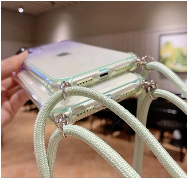 

gradient clear crossbody lanyard phone case for iphone 12 11 pro max xr xs max x xs se2020 7 8 p qyljgo