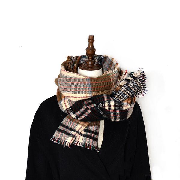 

2021 new colorful plaid scarves cashmere cape women's winter blanket scarf women warm shawl xf9b, Blue;gray