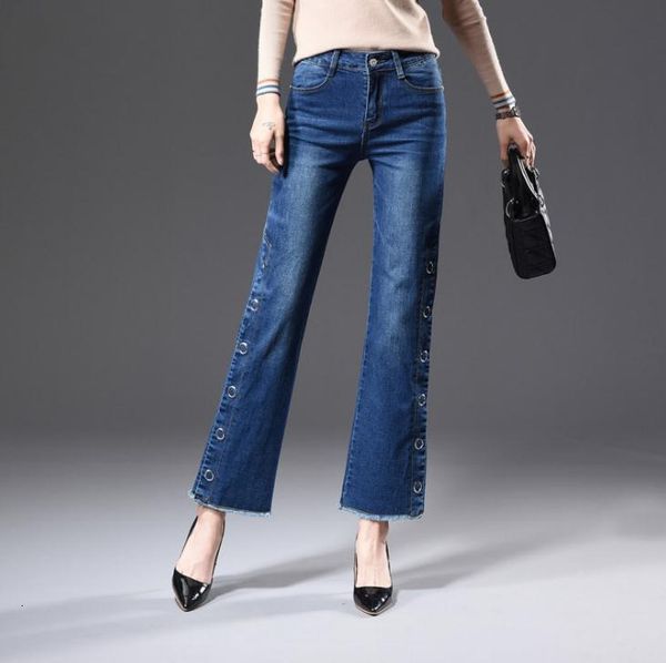 

New Spring High-speaker Speaker Belt Pants Big Women's Size Jeans Fayk, Blue