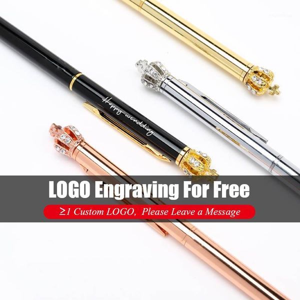 

cute crystal shining crown metal ballpoint pen with customize special pen creative party gift stationery souvenir1