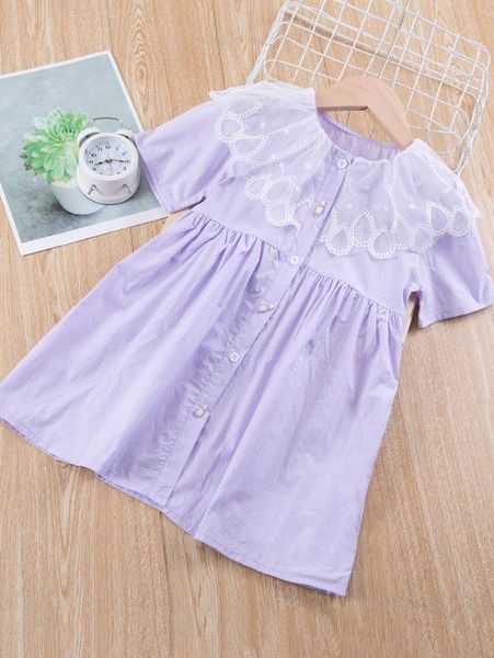 

toddler girls lace panel button front smock dress she, Red;yellow