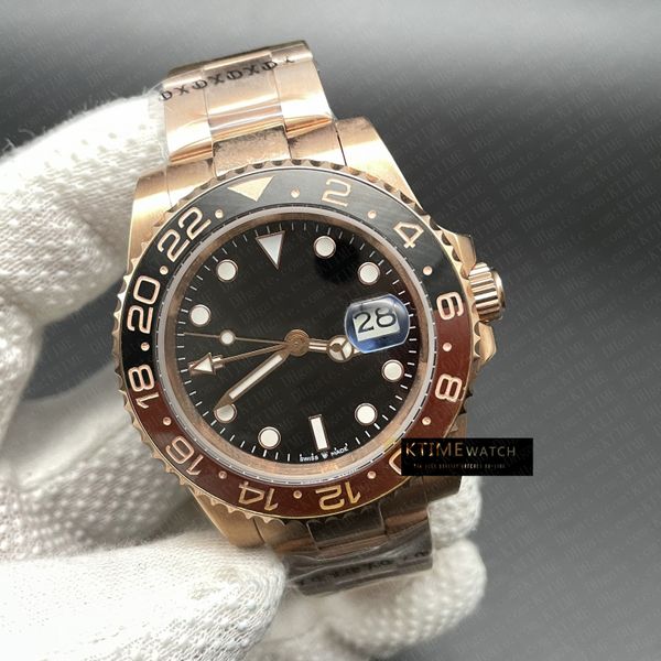 

9 style 40mm black brown ceramic bezel sapphire glass gmt work a2813 movement automatic mens watch stainless steel watches wristwatches, Slivery;brown