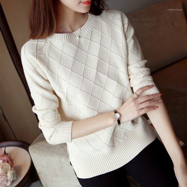 

fashion ladies full sleeve women knitting sweater solid o-neck pullover jumper female sweater casual knitted girls sweaters1, White;black