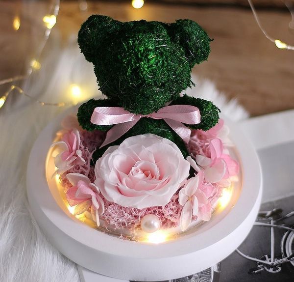 

teddy bear rose flowers in glass dome christmas festival diy home wedding decoration birthday val bbyghr ladyshome