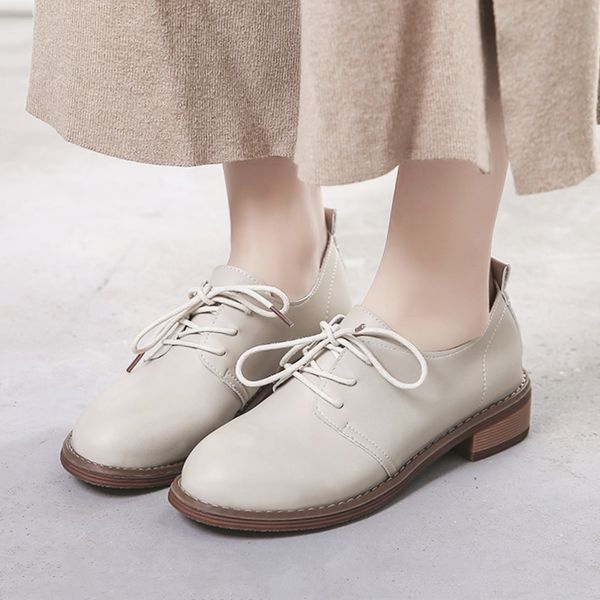 

women pumps new spring summer women casual leather shoes low heel 4cm ladies office shoes lace-up pu women casual shoes, Black