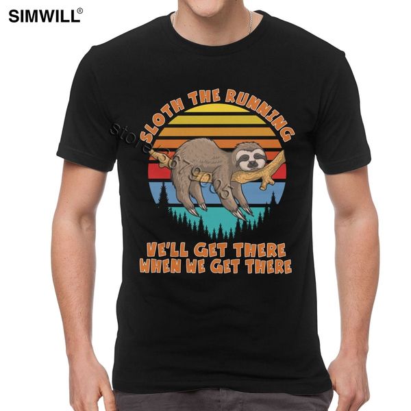 

sport mens kawaii sloth tshirt funny sloth running team we'll get there when we get there t shirt short sleeved cotton leisure tees